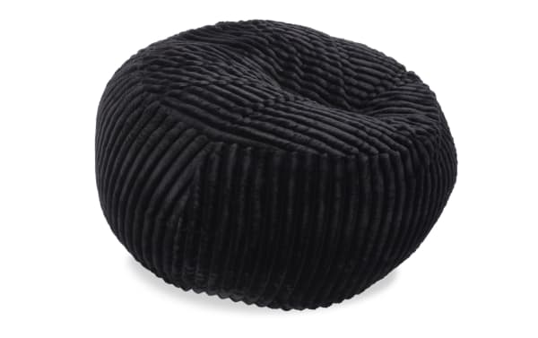 Sofia Black Sploosh Accent Chair in black polyester fabric with plush, ribbed texture and transitional style, designed for ultimate comfort and relaxation.