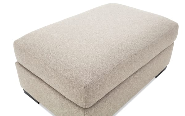 Camden Gray Ottoman in soft gray polyester fabric with plush memory foam cushion, transitional style from the Camden collection.