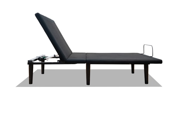 Power Bob Elite Full Adjustable Base in black fabric with wireless remote, USB ports, LED underbed lighting, and adjustable headrest for customizable comfort.