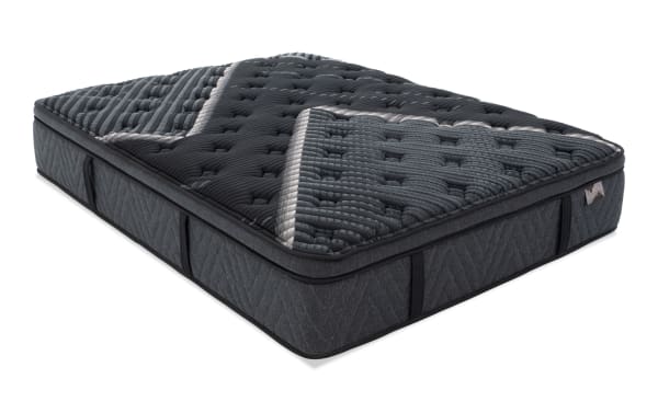 Lush 13.5'' Queen Ultra Plush Boxed Mattress in dark gray with quilted top, cooling cover, plush foam layers, and wrapped coil support for side sleepers.