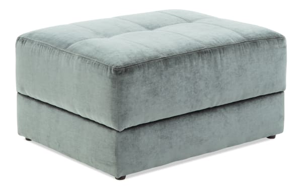 Emerald green Jewels Emerald Storage Ottoman in glam style, upholstered in soft polyester fabric with plush tufted top and hidden storage.