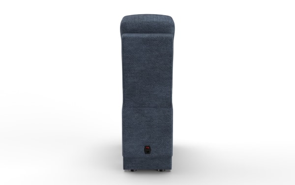 Navy Bolt console in transitional style with soft polyester fabric upholstery, plywood frame, and built-in wireless charging for gadgets.