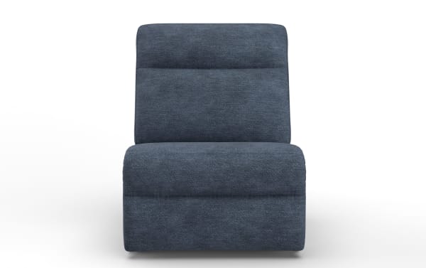 Bolt Navy Armless Chair in blue polyester fabric with plywood frame, transitional style, featuring a cushioned back and seat for ergonomic comfort.