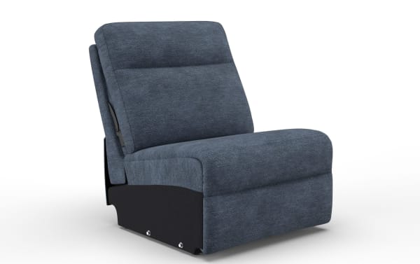 Bolt Navy Armless Chair in transitional style with navy polyester fabric upholstery and plywood frame, featuring plush memory foam seating for comfort.