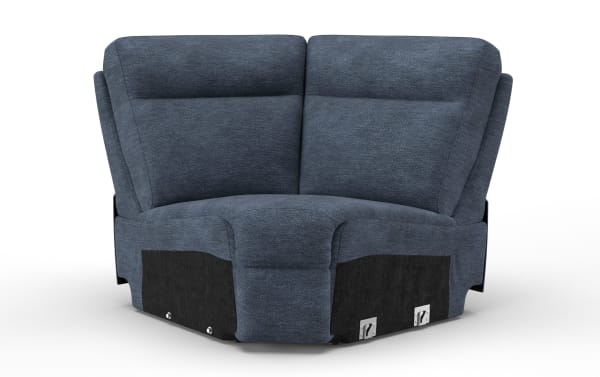 Bolt Navy Wedge corner chair in navy blue polyester fabric with Bob-O-Pedic Memory Foam, transitional style from the Bolt collection.