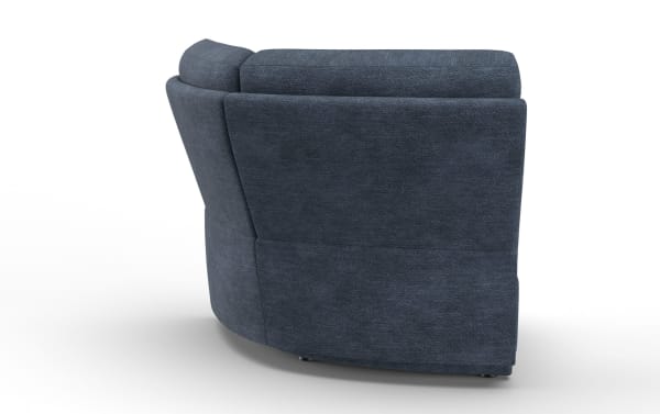 Navy blue Bolt Navy Wedge chair in transitional style, upholstered in soft polyester fabric with curved back and memory foam cushioning.