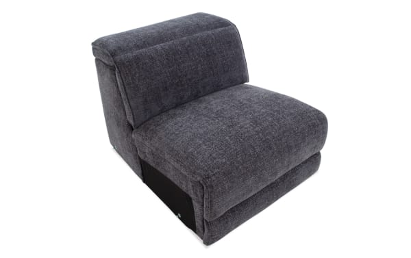 Dark gray upholstered armless modular sofa section with plush cushioning and soft fabric texture, ideal for customizable living room seating.
