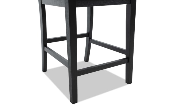 Black wooden chair legs with a square support frame, showcasing a sturdy, modern design ideal for dining or office seating.