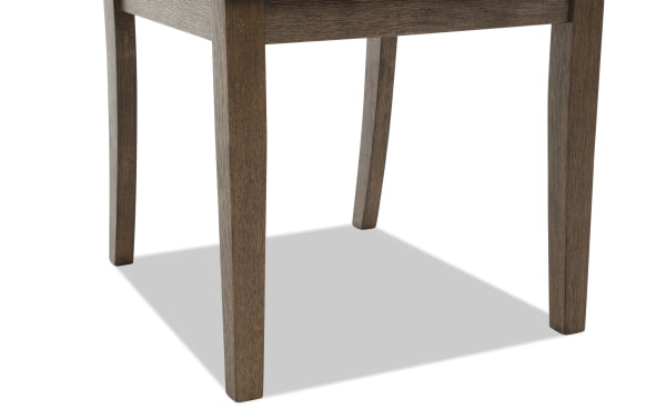 Wooden chair legs in a dark brown finish with a straight, slightly tapered design, showcasing sturdy construction and natural wood grain texture.