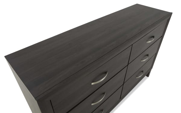 Trinity Brown 6 Drawer Dresser in transitional style, crafted from durable brown rubberwood with smooth-gliding drawers and metal handles, part of Trinity Bedroom collection.