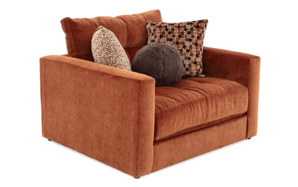 Jewels Spice Side Chair in orange polyester fabric with plush Bob-O-Pedic Gel Memory Foam cushion, glam style, and decorative accent pillows.
