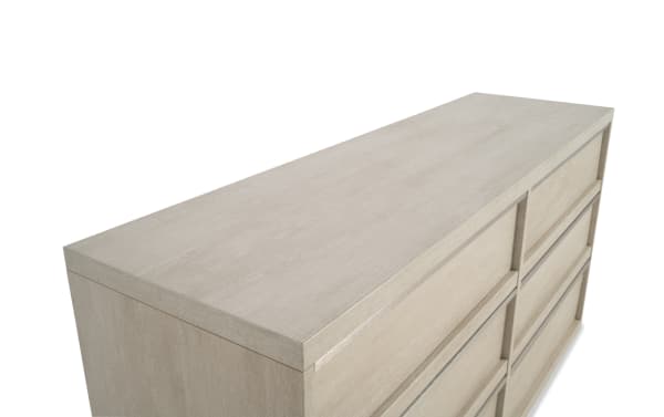 Delray White 6 Drawer Dresser from Delray Bedroom collection, contemporary style MDF dresser with smooth-glide, self-closing drawers and clean white finish.