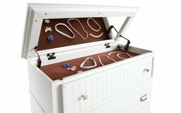 Spencer White 5 Drawer Lift-Top Chest