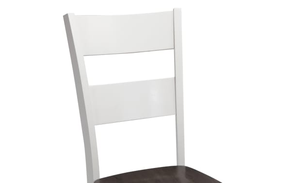 Blake White & Gray Ladder Back Dining Chair from Blake collection, cottage style with birch, mango, rubberwood veneers, and solid hardwood frame.