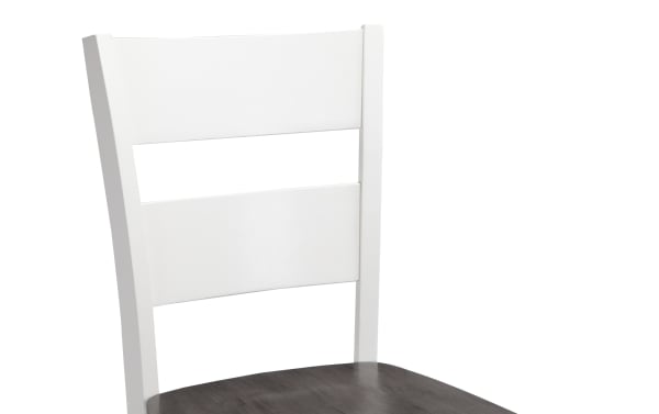 Blake White & Gray Ladder Back Counter Height Stool with birch and mango veneers, hardwood solids, rubberwood frame, cottage style, casual transitional design.