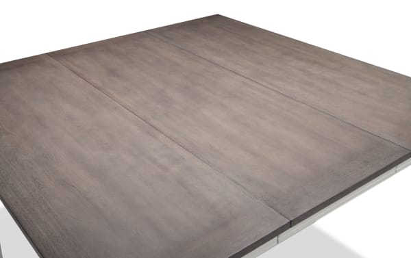 Blake White & Gray Extendable Counter Height Square Dining Table in cottage style with MDF, birch, mango, and rubberwood veneers.