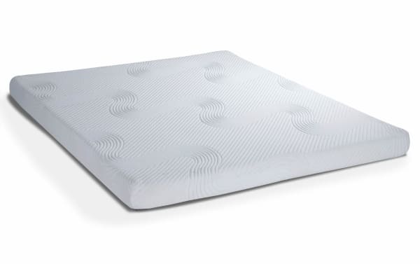 4.5'' Queen Gel Sleeper Sofa Firm Mattress with white stretch knit cover, temperature-sensitive Bob-O-Pedic gel memory foam, firm support.