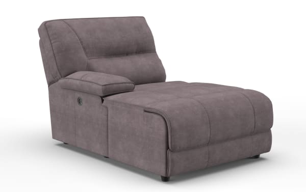 Modern gray microfiber reclining chaise lounge chair with padded armrest and cushioned backrest, designed for living room comfort and relaxation.