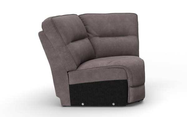 Gray fabric corner sofa section with plush cushioning and modern stitching, designed for comfortable living room seating.