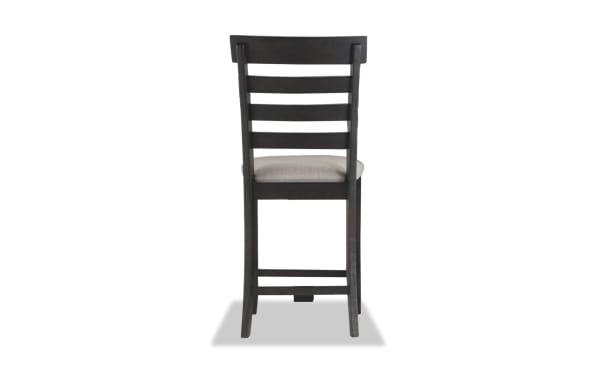 Sonoma Espresso & Beige Ladder Back Upholstered Counter Height Stool with solid acacia frame, beige polyester fabric seat, and transitional rustic style.