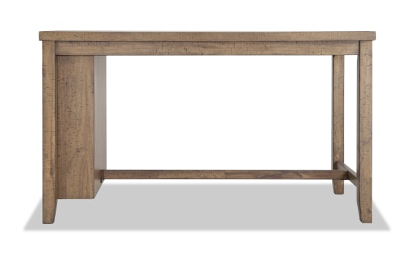 Sonoma Natural Kitchen Island in rustic natural solid Acacia wood with transitional style, featuring four wine slots, three shelves, and USB power outlet.