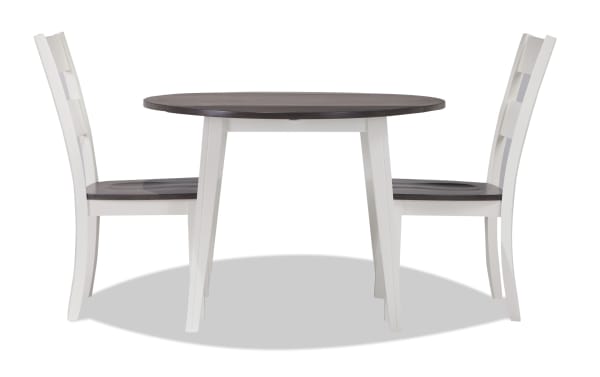 Blake 3 Piece White & Gray Round Extendable Dining Set