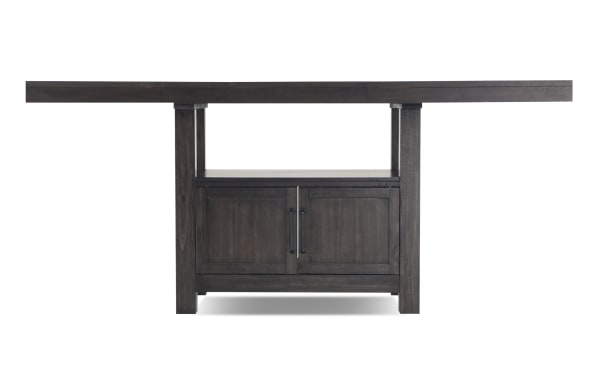 Sonoma Dining transitional espresso extendable counter height table in solid acacia with under-table storage cabinet, dark finish.