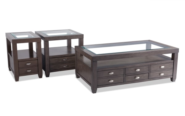 Prestige Gray Storage Coffee with End & Chairside Table Set