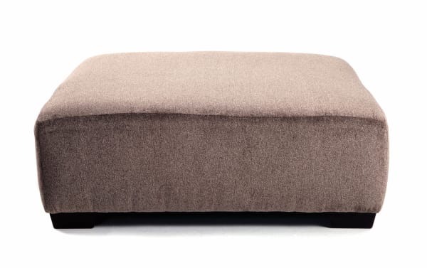Gray Luxe Cocktail Ottoman with plush polyester chenille fabric upholstery, gel memory foam seating, and a transitional style for comfortable lounging.