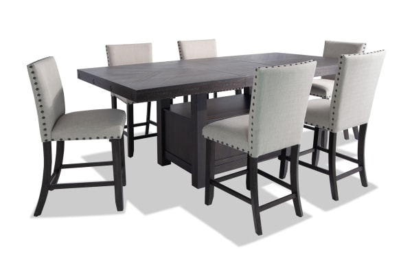 Sonoma 7 Piece Espresso & Beige Upholstered Extendable Counter Height Dining Set