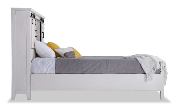 Montana Queen White Bookcase Storage Bed