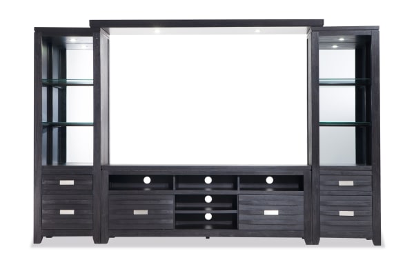 Elevations 114'' Black 4 Piece Entertainment Center