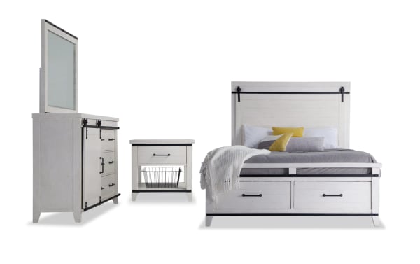 Montana 4 Piece Queen White Storage Platform Bedroom Set