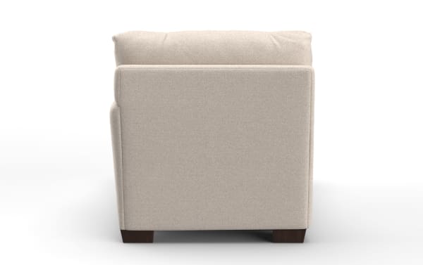 Beige polyester fabric chaise with right arm facing, farmhouse style from Cottage Chic collection, featuring plush cushions and nailhead accents.