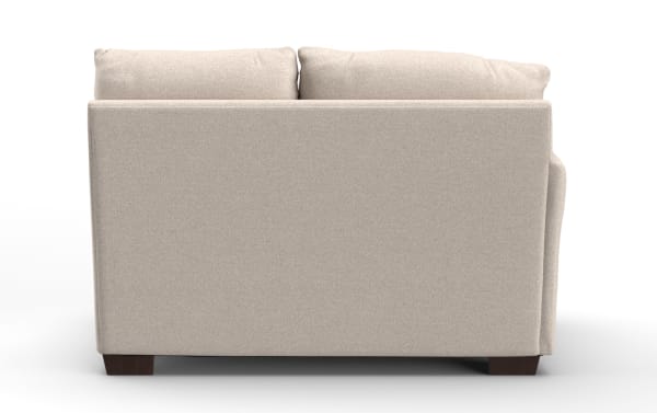 Beige Cottage Chic left arm facing loveseat with polyester fabric upholstery, farmhouse style, nailhead accents, and plush cushions for comfort.