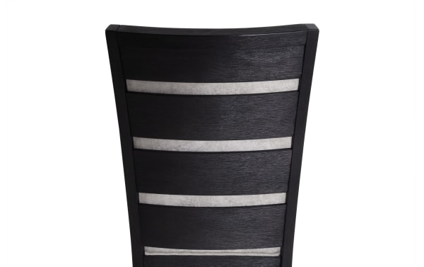 Cosmopolitan Gray & Black Solid Back Upholstered Dining Chair with gray velvet fabric, solid rubberwood frame, and contemporary design from Cosmopolitan Dining collection.