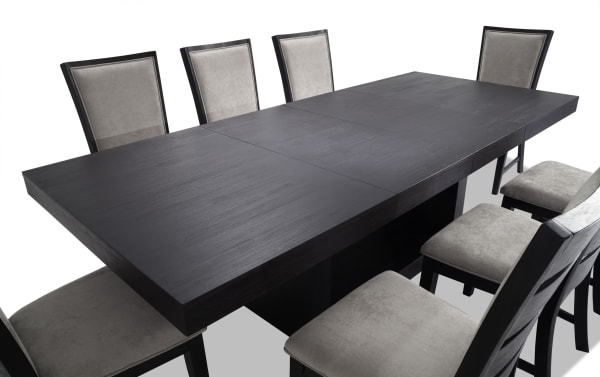 Cosmopolitan 9 Piece Black & Gray Upholstered Extendable Dining Set