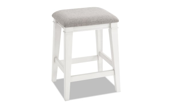 Montana White & Beige Backless Upholstered Counter Height Stool with beige polyester fabric seat, rubberwood solid frame, rustic style from Montana Dining collection.