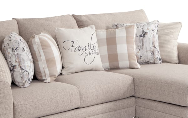 Cottage Chic Beige 95'' 2 Piece Right Arm Facing Chaise Sectional