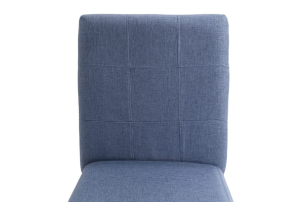 Leah Brown & Blue Solid Back Upholstered Counter Height Stool with plush blue polyester fabric and transitional style rubberwood frame