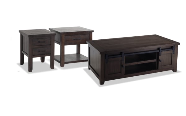 Montana Brown Storage Coffee with End & Chairside Table Set
