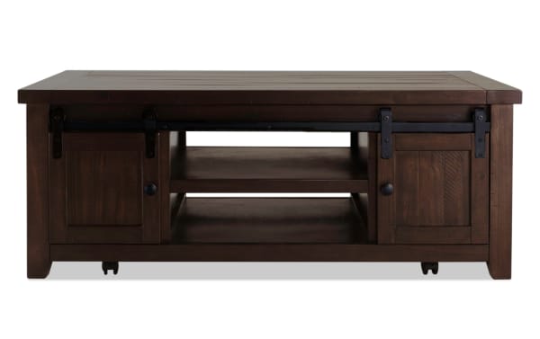 Montana Brown Storage Coffee & 2 Chairside Table Set