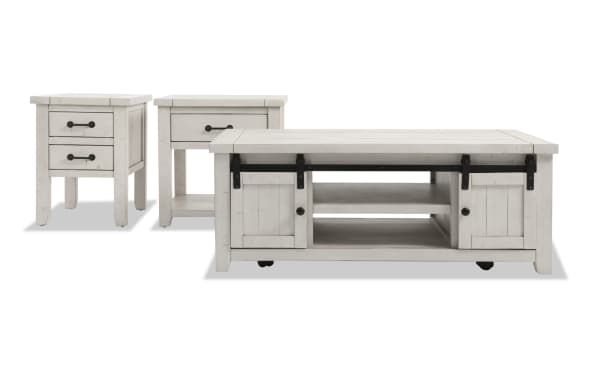 Montana White Storage Coffee with End & Chairside Table Set