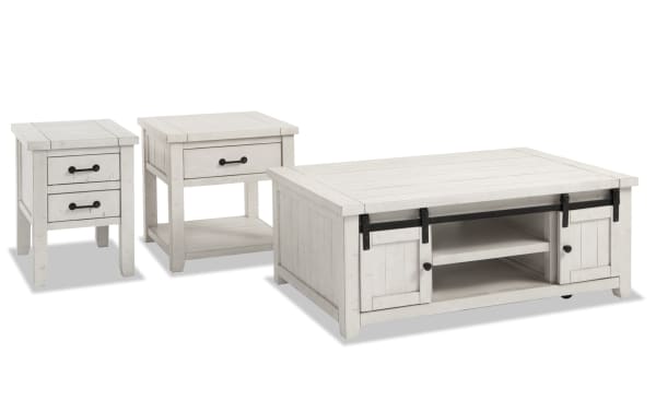 Montana White Storage Coffee with End & Chairside Table Set