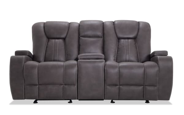 Viking Graphite 74'' Manual Gliding Console Loveseat with USB Port