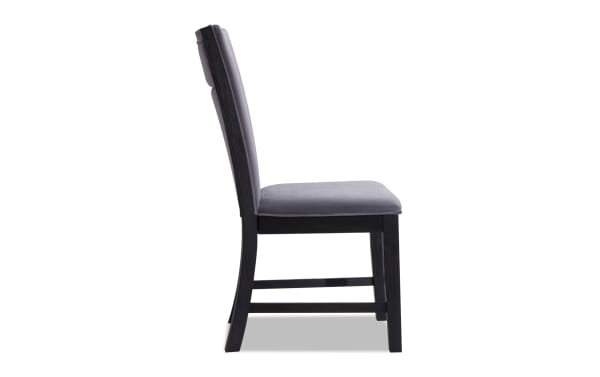 Contemporary Cosmopolitan Dining Chair in gray velvet upholstery with espresso-finished rubberwood legs, solid back, and memory foam seat for comfort.