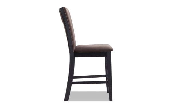 Contemporary Cosmopolitan Espresso & Chocolate counter height stool with chocolate velvet upholstery, memory foam seat, and dark espresso rubberwood legs.