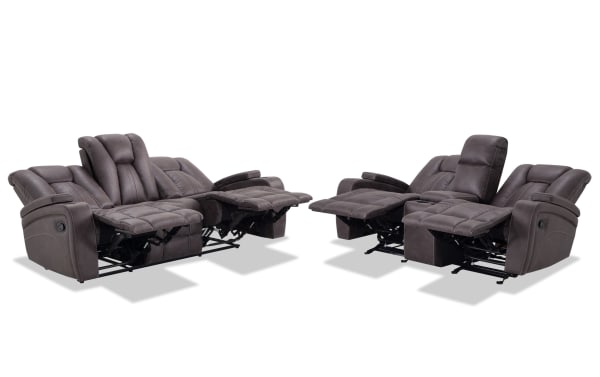 Viking Graphite 83'' Manual Reclining Sofa & 74'' Gliding Console Loveseat with USB Port
