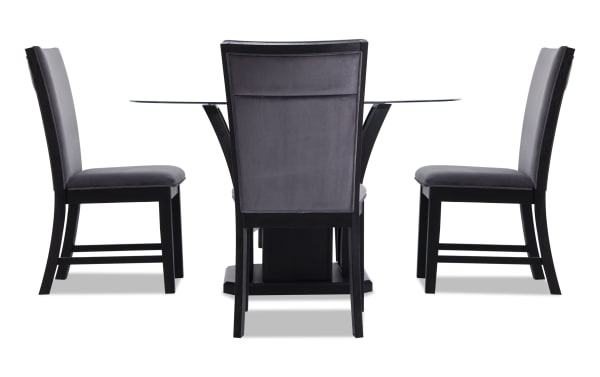 Cosmopolitan 5 Piece Black & Gray Upholstered Round Dining Set