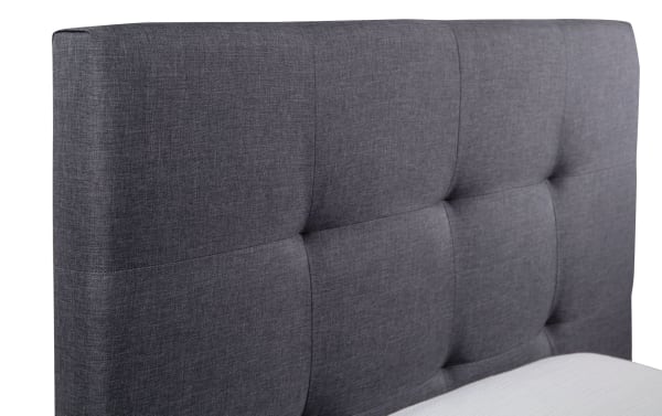 Gray Aiden Twin Upholstered Panel Headboard with tufted polyester fabric and transitional style, designed for youth bedrooms.